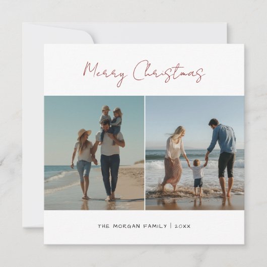 Bourgogne Christmas Beachy Familie Kinder Grappige Feestdagenkaart (Voorkant)