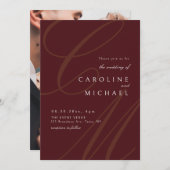 Bourgogne Classic kalligrafie monogram bruiloft Kaart (Voorkant / Achterkant)