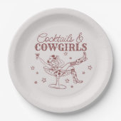 Bourgogne Cocktails Cowgirls Verjaardag Bacheloret Papieren Bordje (Voorkant)