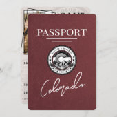 Bourgogne Colorado Passport Save The Date (Voorkant / Achterkant)