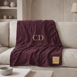 Bourgogne corporate logo bedrijf monogram luxe fleece deken