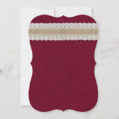 Bourgogne Country Burlap Lace String Lights Weddin Kaart (Achterkant)