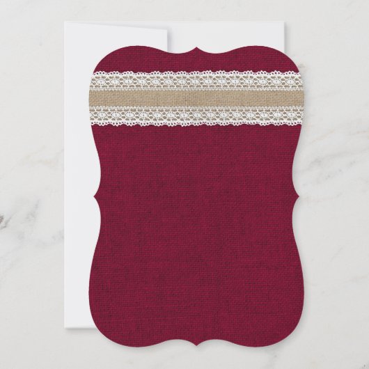 Bourgogne Country Burlap Lace String Lights Weddin Kaart (Achterkant)