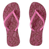 Bourgogne Cranberry en Pink Spring Leaf Pattern Teenslippers (Voetbed)