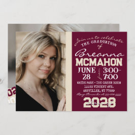 Bourgogne & Cream Afstuderen 2 Fotouitnodiging Kaart