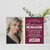 Bourgogne & Cream Afstuderen Foto Aankondiging (Staand voorkant)