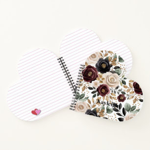 Bourgogne Cream Black Floral Notitieboek