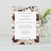 Bourgogne Cream Bloemen bruiloft Kaart (Staand voorkant)