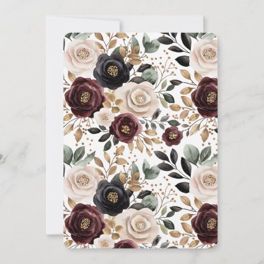 Bourgogne Cream Bloemen bruiloft Kaart (Achterkant)