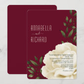 Bourgogne Cream Bloemen bruiloft Kaart (Voorkant / Achterkant)