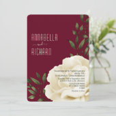 Bourgogne Cream Bloemen bruiloft Kaart (Staand voorkant)