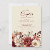 Bourgogne Cream Floral Couple's Vrijgezellenfeest Kaart (Voorkant)