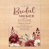 Bourgogne Cream Floral Vrijgezellenfeest Acryl Uitnodigingen (Voorkant)