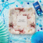 Bourgogne Cream Floral Vrijgezellenfeest Papieren Bordje (Feest)