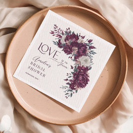 Bourgogne Cream Flowers Love in Bloom Vrijgezellen Servet