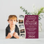 Bourgogne & Cream Fotofilmstrip Afstudeerder Aanko Kaart (Staand voorkant)