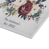 Bourgogne Cream Navy Blue Bloemen Waterverf Snijplank (Hoek)