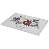 Bourgogne Cream Navy Blue Bloemen Waterverf Snijplank (Hoek)