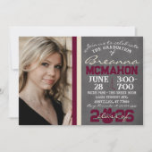 Bourgogne & Cream Paw Print Afstuderen 2 Foto Kaart (Voorkant)