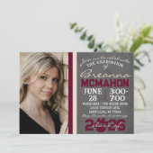 Bourgogne & Cream Paw Print Afstuderen 2 Foto Kaart (Staand voorkant)