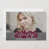 Bourgogne & Cream Paw Print Afstuderen 2 Foto Kaart (Achterkant)