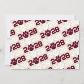 Bourgogne & Cream Paw Print Afstuderen Foto Kaart (Achterkant)