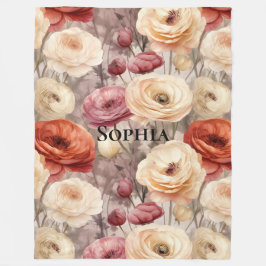 Bourgogne Cream Spring Flowers Fleece Deken