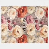 Bourgogne Cream Spring Flowers Fleece Deken (Voorkant (Horizontaal))