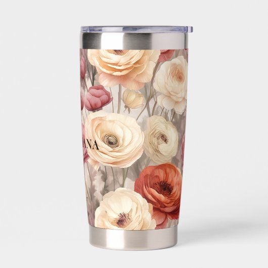 Bourgogne Cream Spring Flowers Geïsoleerde Drinkbeker (Links)