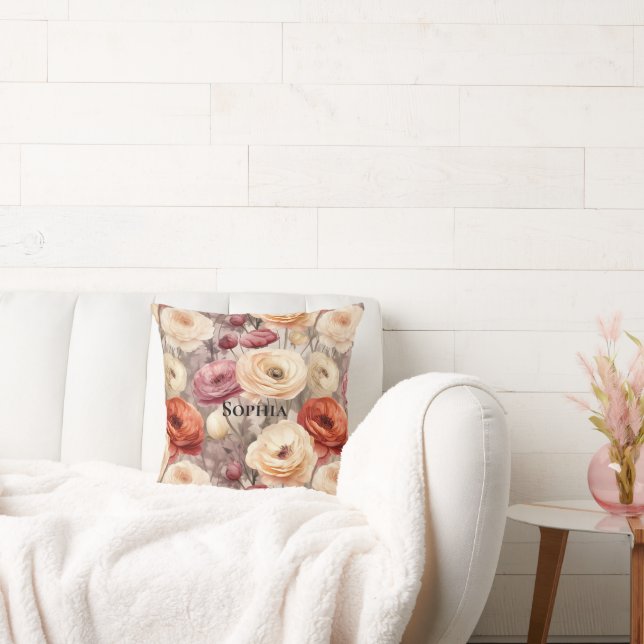 Bourgogne Cream Spring Flowers Kussen (Bank)