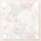 Bourgogne Cream Spring Flowers Love Glazen Onderzetter (Achterkant)