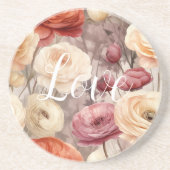 Bourgogne Cream Spring Flowers Love Zandsteen Onderzetter (Voorkant)