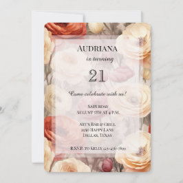 Bourgogne Cream Spring Flowers Verjaardag Kaart