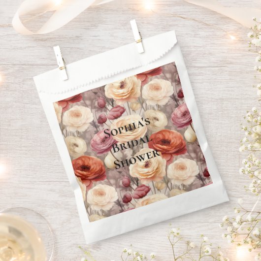 Bourgogne Cream Spring Flowers Vrijgezellenfeest Bedankzakje (Geknipt)