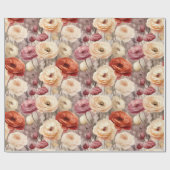 Bourgogne Cream Spring Flowers Vrijgezellenfeest Cadeaupapier (Vlak)