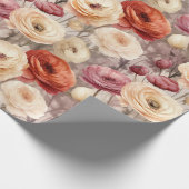 Bourgogne Cream Spring Flowers Vrijgezellenfeest Cadeaupapier (Hoek)