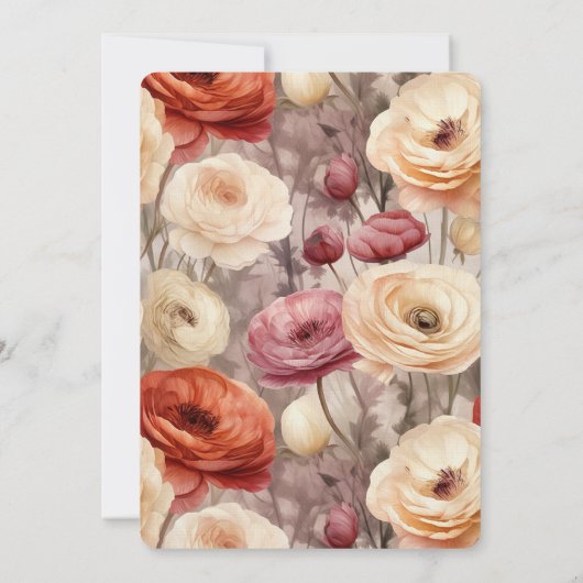 Bourgogne Cream Spring Flowers Vrijgezellenfeest Kaart (Achterkant)