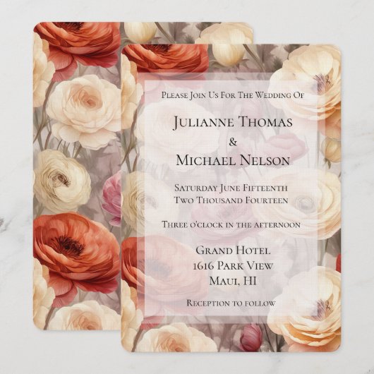 Bourgogne Cream Spring Flowers Vrijgezellenfeest Kaart (Voorkant / Achterkant)