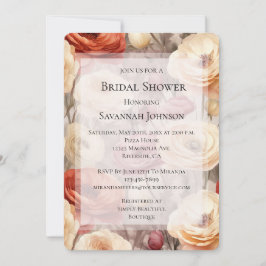 Bourgogne Cream Spring Flowers Vrijgezellenfeest Kaart