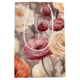 Bourgogne Cream Spring Flowers Vrijgezellenfeest Medium Cadeauzakje