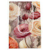 Bourgogne Cream Spring Flowers Vrijgezellenfeest Medium Cadeauzakje (Achterkant)