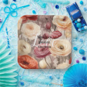 Bourgogne Cream Spring Flowers Vrijgezellenfeest Papieren Bordje (Feest)