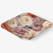 Bourgogne Cream Spring Flowers Vrijgezellenfeest Papieren Bordje (Gebogen)