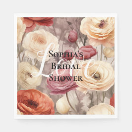 Bourgogne Cream Spring Flowers Vrijgezellenfeest Servet