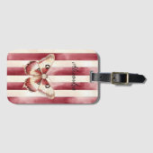 Bourgogne Cream Stripes Butterfly Bagagelabel (Voorkant (horizontaal))