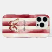 Bourgogne Cream Stripes Butterfly Case-Mate iPhone Case (Achterkant (horizontaal))