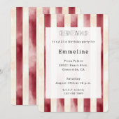 Bourgogne Cream Stripes Verjaardag Kaart (Voorkant / Achterkant)