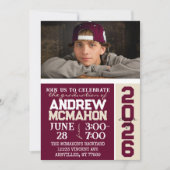 Bourgogne & Cream Tan Afstuderen Fotouitnodiging Kaart (Voorkant)