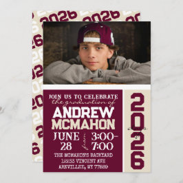Bourgogne & Cream Tan Afstuderen Fotouitnodiging Kaart