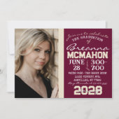 Bourgogne & Cream Tan Afstuderen Fotouitnodiging Kaart (Voorkant)